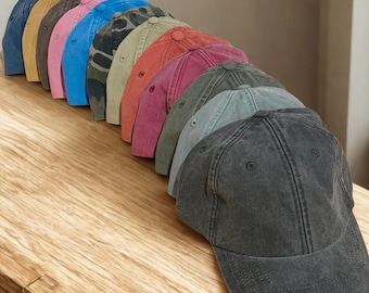 Vintage Baseball Cap in 12 colors - Unisex Cotton Cap, Garment Dyed Low Profile
