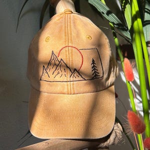 Gorra bordada con diseño de montañas, gorra de béisbol, estilo vintage