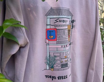 Sweatshirt Minimalist Tokyo Oversized, Japanese Embroidery Design