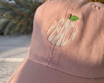 Gorro de melocotón bordado, bordado de frutas, diseño de bordado