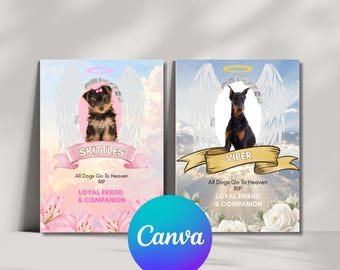 ペットメモリアルCanvaテンプレート – エンジェルドッグトリビュートカード、5x7（即時ダウンロード）
