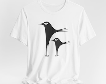 Minimalist Black Bird Graphic Tee, Modern Wildlife Shirt, Bella Canvas Cotton