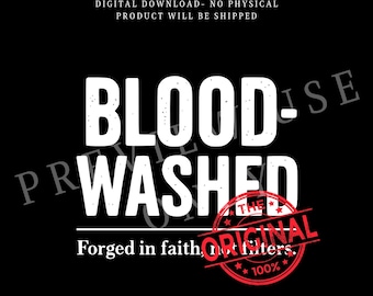 血で洗われたクリスチャンシャツのデザイン | Forged in Faith PNG (デジタルダウンロード)