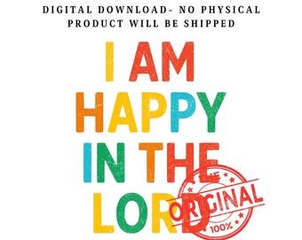 クリスチャンキッズPNG | 「私は主にあって幸せです、イエス様」シャツデザイン（デジタルダウンロード）