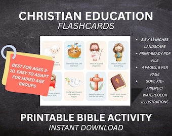 子供向けキリスト教フラッシュカード｜聖書マッチング、ホームスクール（PDFパターン）