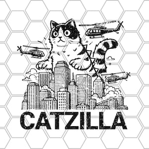 Funny Catzilla Png Monster Cat Design Trending Png Godzilla Parody Cat Lover Catzilla Design for Sublimation, Giant Cat Png, T-shirt Design