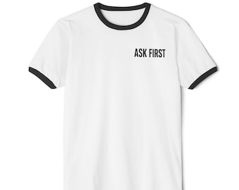 Ask First Dog Boundary Ringer Tee, Reactive Dog Shirt, My Dog Does Not Owe Strangers Physical Affection