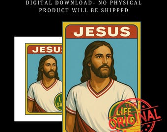 レトロなイエス「命の恩人」アートプリント | クリスチャン PNG (デジタルダウンロード)