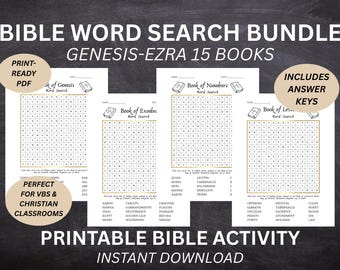 Bible Word Search Printable Bundle, Genesis to Ezra (PDF)