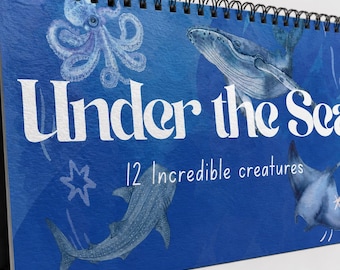 Under the Sea Flipbook | Marine Life Facts, Watercolor Illustrations, Educational Desk Decor