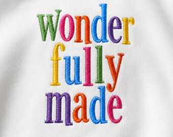 Wonderfully Made Embroidered Youth Sweatshirt, Christian Kids Crewneck