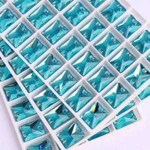 Light Turquoise 3250 Sew On Glass Crystal Rectangle 10x14mm 13x18mm 18x25mm Aqua Bohemica Flatback Rhinestones Premium K9 Gemstones