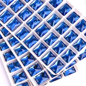 Sapphire 3250 Sew On Glass Crystal Rectangle Flatback Rhinestones K9 Glass Royal Blue Gemstones