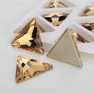 Light Colorado Topaz 3270 Sew On Glass Crystal Triangle Flatback Rhinestone 12mm 16mm & 22mm Caramel Premium K9 Glass Gemstones
