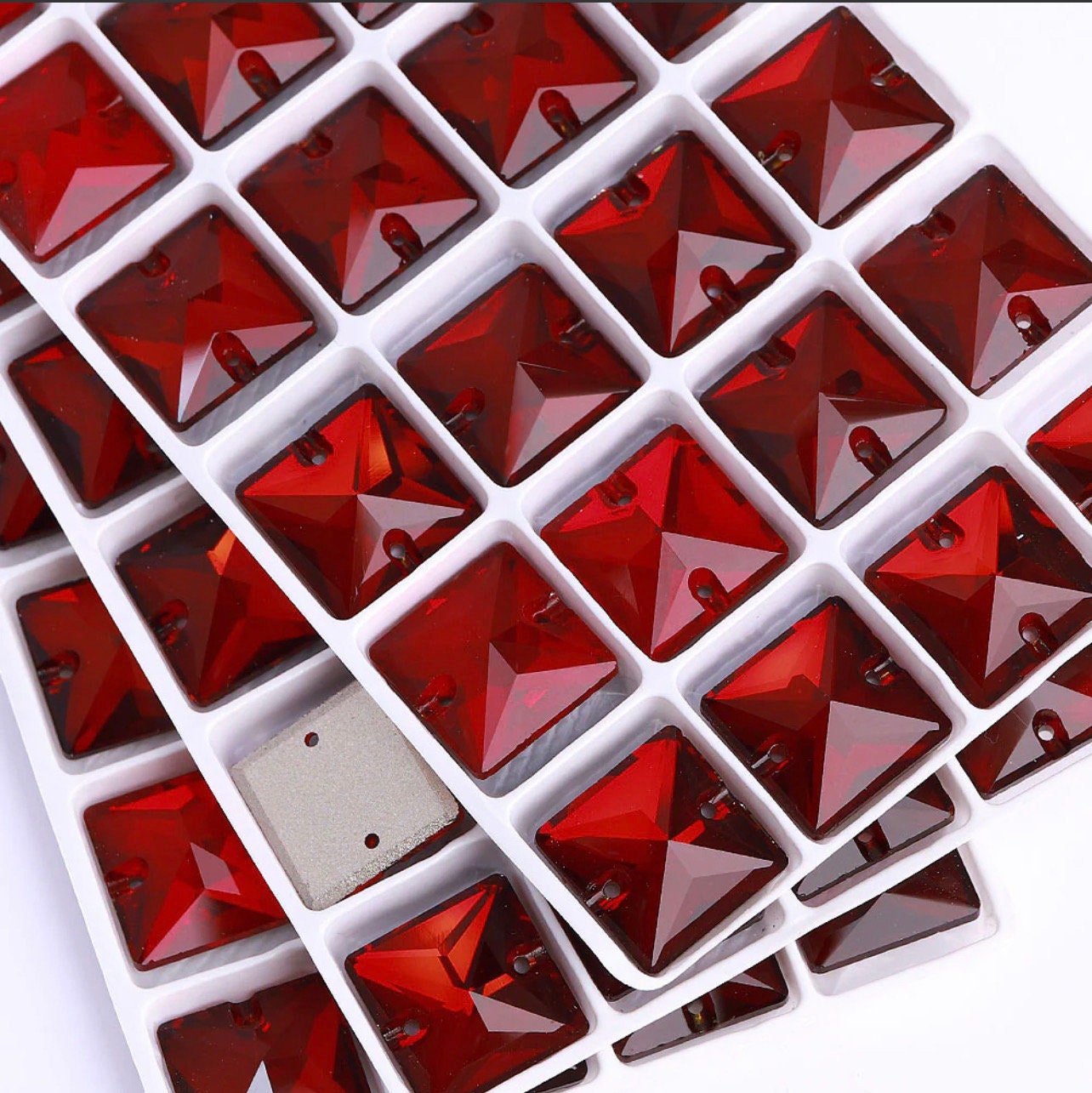 Sew on Rhinestones, 180pcs Red Rhinestones Mix Shapes Sew on Glass  Rhinestone Gems with Prongsfor Crafts, Clothes, Costume, Shoes, Dresses(red)
