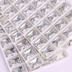 Crystal Clear 3250 Sew On Glass Crystal Rectangle Flatback Rhinestones