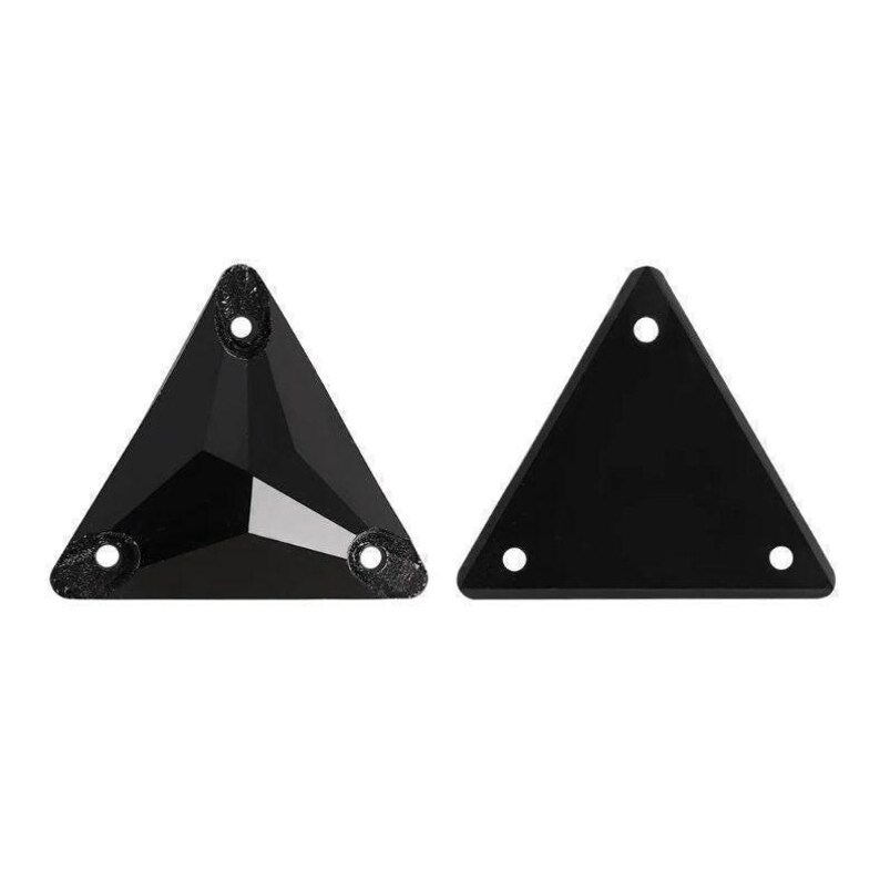 Jet Black 3270 Sew on Glass Crystal Triangle Flatback Rhinestone 12mm ...