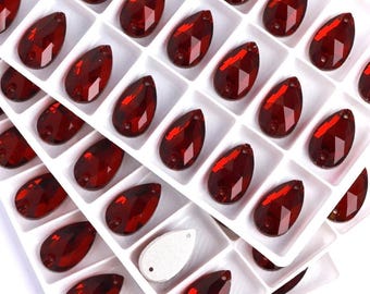 Siam Red 3230 Opnaaiglas Kristal Druppel Peer Plaksteen Steentjes 10 x 14 mm 11 x 18 mm 13 x 22 mm Dieprode druppel edelstenen premium K9-glas