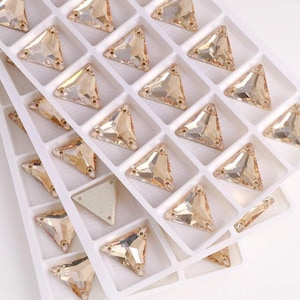 Golden Shadow / Honey 3270 Sew On Glass Crystal Triangles 12mm 16mm & 22mm Flatback Rhinestones - Premium K9 Glass Gemstones