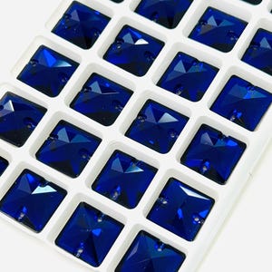 Cobalt Blue / Indigo - Sew On Glass Crystal 3240 Square - 12mm 14mm 16mm & 22mm - Flatback Rhinestone Premium K9 Glass Gemstones Royal Blue