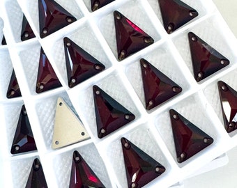 Dark Siam / Deep Red - Isosceles / Tall / Slim Triangle Sew On Glass Flatback Rhinestone Crystal in 18x21mm & 25x28mm