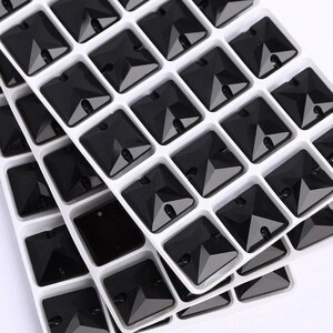 Jet Schwarz 3240 Glas Kristall Quadrate 12 mm 14 mm 16 mm & 22 mm - Flatback Strass - Premium K9 Glas Edelsteine