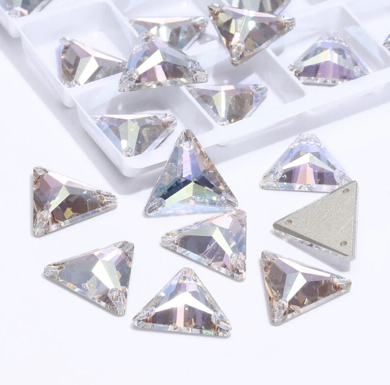 Crystal Transmission Sew on Glass Crystal Triangles 12mm 16mm & 22mm ...