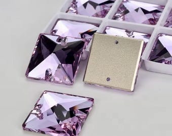 Lichtpaarse 3240 opnaaibare glazen kristallen strass-steentjes met platte achterkant, 12 mm, 14 mm, 16 mm en 22 mm