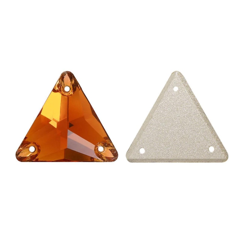 Copper 3270 Sew on Glass Crystal Triangle Flatback Rhinestone 12mm 16mm ...
