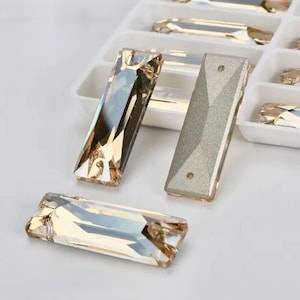 Golden Shadow 3255 Sew On Glass Crystal Cosmic Baguettes Slim Rectangles 6x18mm 7x21mm 9x26mm Honey Flatback Rhinestones K9 Gemstones