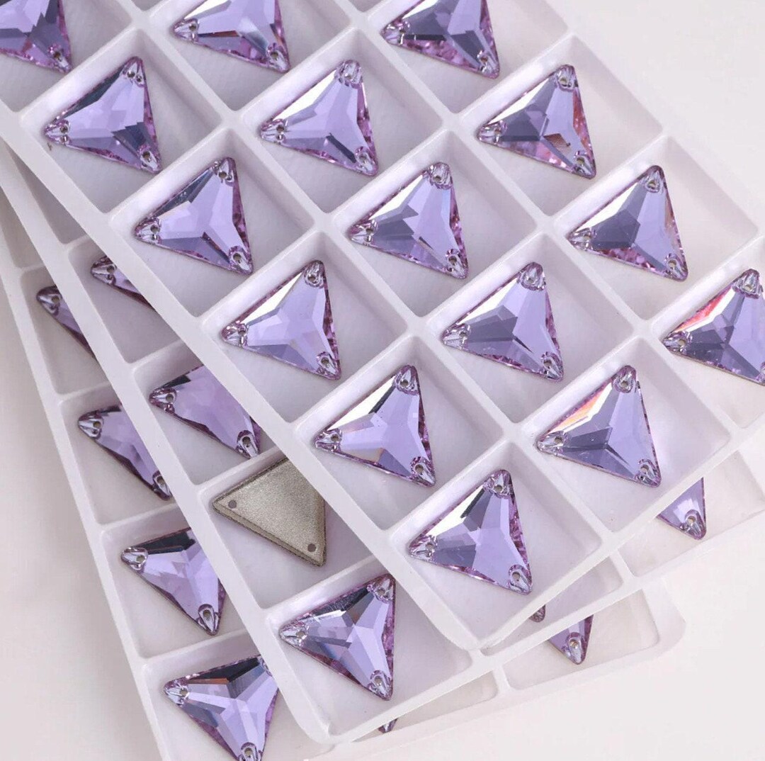 Light Violet 3270 Sew on Glass Crystal Triangle Flatback Rhinestones ...