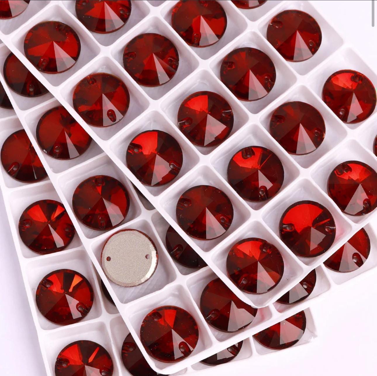 Siam 3200 Sew on Glass Crystal Round Rivoli 12mm 14mm 16mm Flatback ...