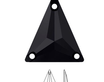 Jet Black - Isosceles / Tall / Slim Triangle Sew On Glass Flatback Rhinestone Crystal in 18x21mm & 25x28mm Gemstones