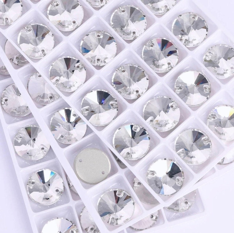 Crystal Clear 3200 Sew on Rhinestone Crystal Rivoli Round 12mm 14mm ...