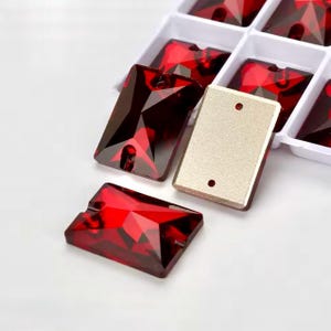 Siam / Deep Red 3250 Sew On Glass Crystal Rectangles 10x14mm 13x18mm 18x25mm Flatback Rhinestone Premium Flat Back K9 Gemstones