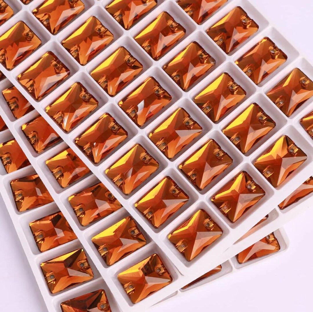 Copper 3250 Sew on Glass Crystal Rectangle Flatback Rhinestone 10x14mm ...