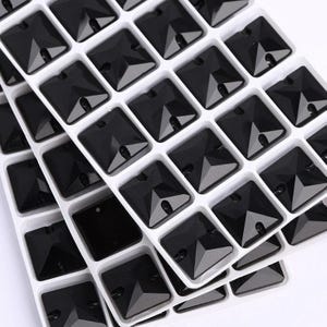 Jet Schwarz 3240 Glas Kristall Quadrate 12 mm 14 mm 16 mm & 22 mm - Flatback Strass - Premium K9 Glas Edelsteine