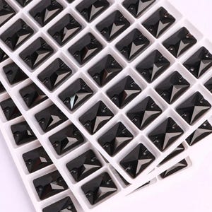 Jet Black 3250 Sew On Glass Crystal Rectangles 10x14mm 13x18mm 18x25mm Flatback Rhinestones - Premium K9 Glass Gemstones