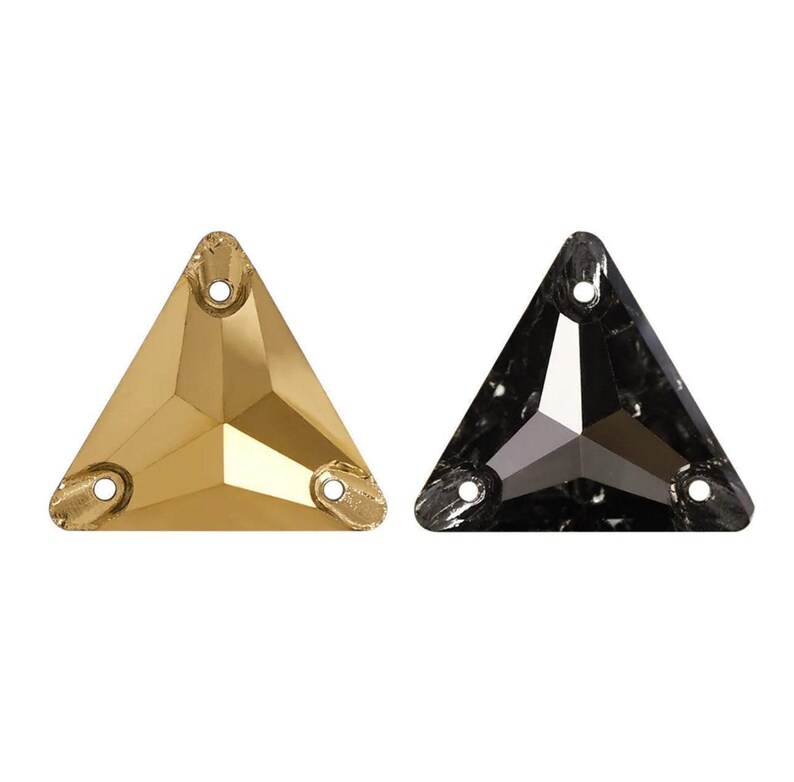 Metallic Gold 3270 Sew on Glass Crystal Triangles 12mm 16mm & 22mm ...