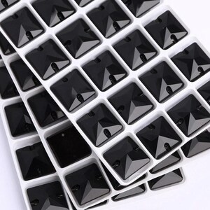 Jet Schwarz 3240 Glas Kristall Quadrate 12 mm 14 mm 16 mm & 22 mm - Flatback Strass - Premium K9 Glas Edelsteine