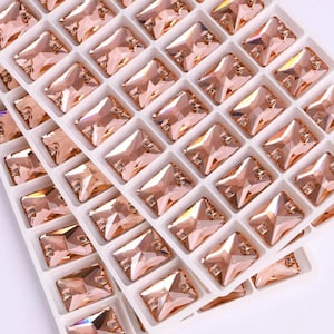 Light Peach / Light Padparadscha - Sew On Glass Crystal 3250 Rectangle 10x14mm 13x18mm 18x25mm - Flatback Rhinestone Premium K9 Gemstone