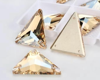 Golden Shadow / Honey 3271 Isosceles / Tall / Slim Triangle Sew On Glass Crystal 18x21mm 25x28mm Flatback Rhinestones Premium K9 Gemstones