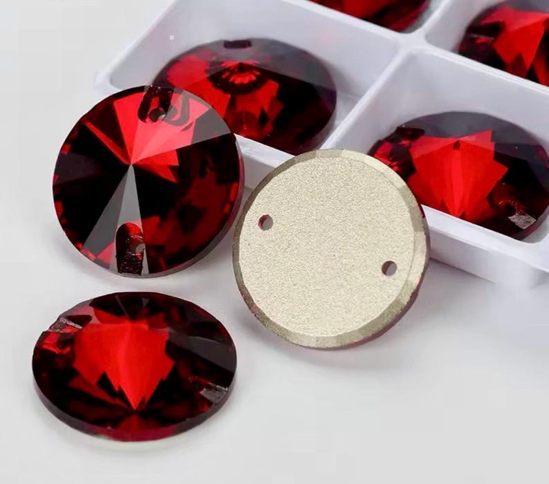 Siam 3200 Sew on Glass Crystal Round Rivoli 12mm 14mm 16mm Flatback ...