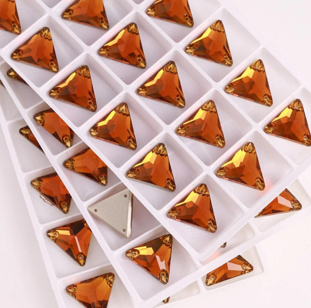 Copper 3270 Sew on Glass Crystal Triangle Flatback Rhinestone 12mm 16mm ...