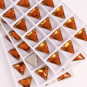 Copper 3270 Sew On Glass Crystal Triangle Flatback Rhinestone 12mm 16mm & 22mm Rust Tangerine Burnt Orange Topaz Premium Gemstones