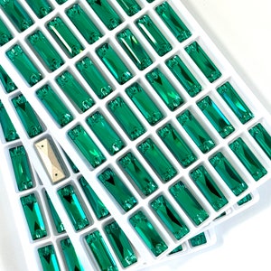 Emerald Green - Sew On Glass Crystal Cosmic Baguette - Flatback Rhinestones 6x18mm 7x21 & 9x26mm - Premium K9 Glass Gemstones