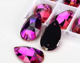 Violet Blue 3230 Sew On Glass Crystal  Teardrop Pear Flatback Rhinestones 10x14mm 11x18mm Purple K9 Gemstones