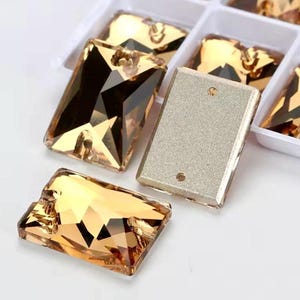 Light Colorado Topaz 3250 Sew On Glass Crystal Rectangle Flatback Rhinestone Gemstones