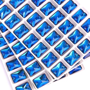 Bermuda Blue 3250 Sew on Glass Crystal Rectangles 10x14mm 13x18mm 18x25mm Capri Violet Flatback Rhinestones Premium K9 Gemstones