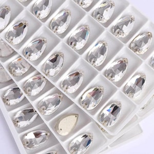 Cristal transparent 3230 à coudre Larme/Poire Strass à dos plat 10 x 14 mm 11 x 18 mm 13 x 22 mm Pierres précieuses en verre K9 de qualité supérieure